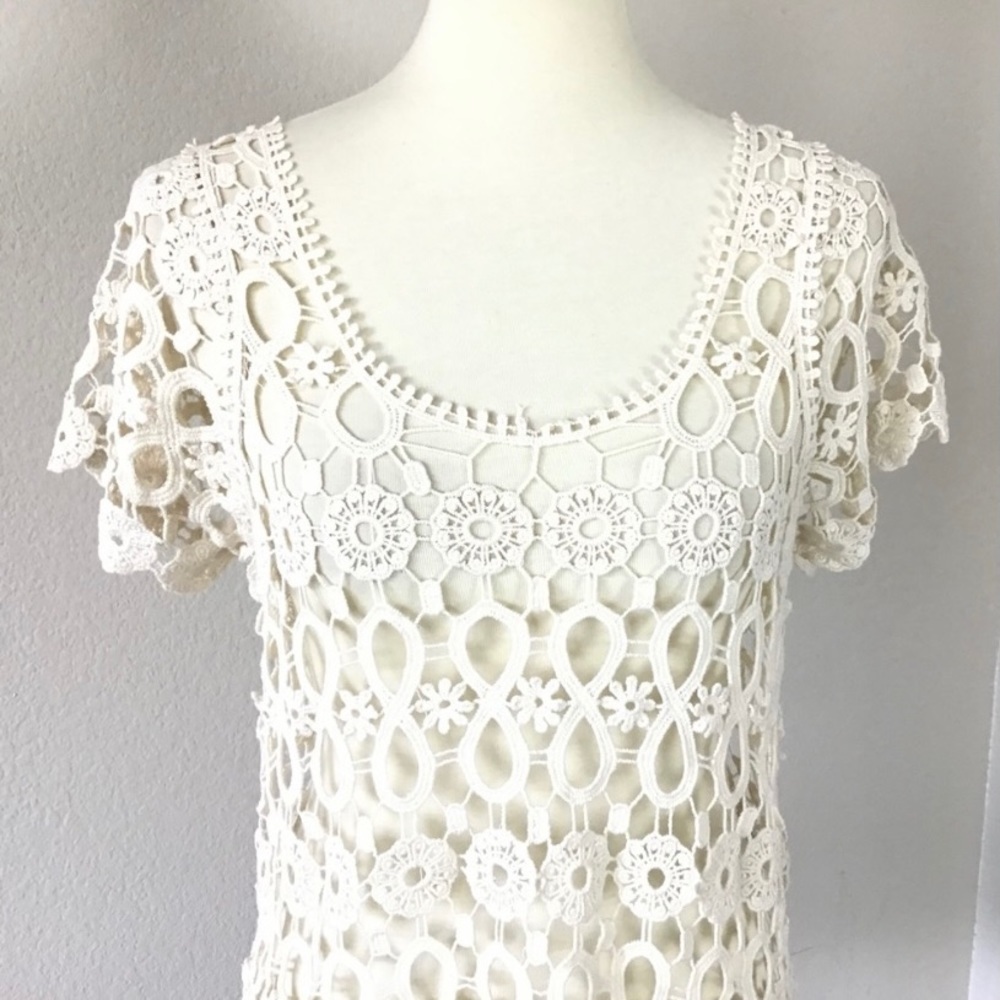 Crochet See trough Top Cream Size S - Picture 5 of 6